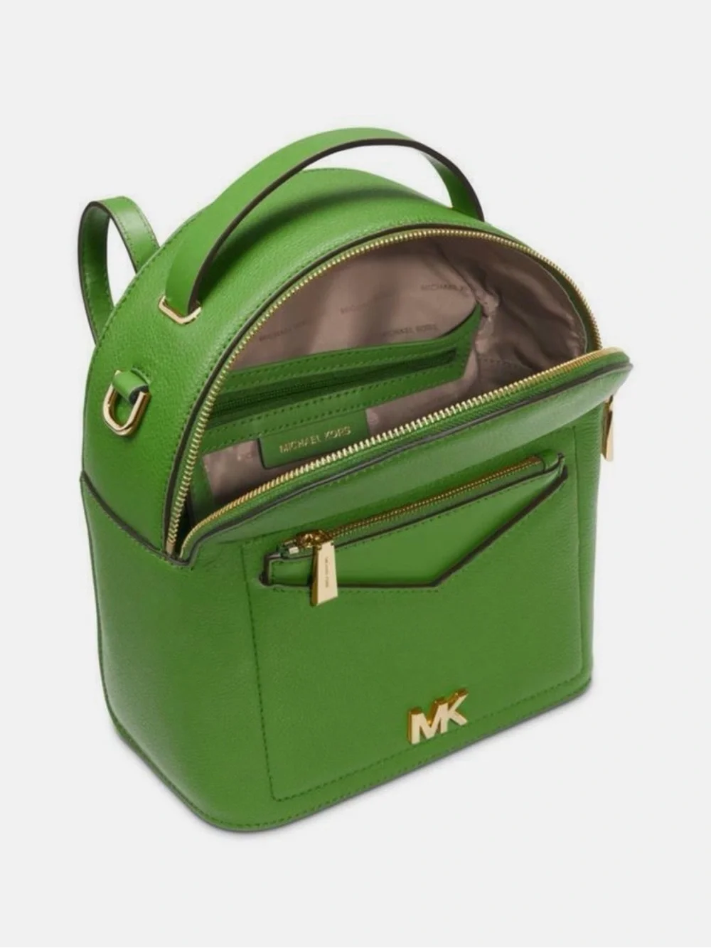 Michael Kors Jessa Small Pebbled Leather Convertible Green Backpack *Nice